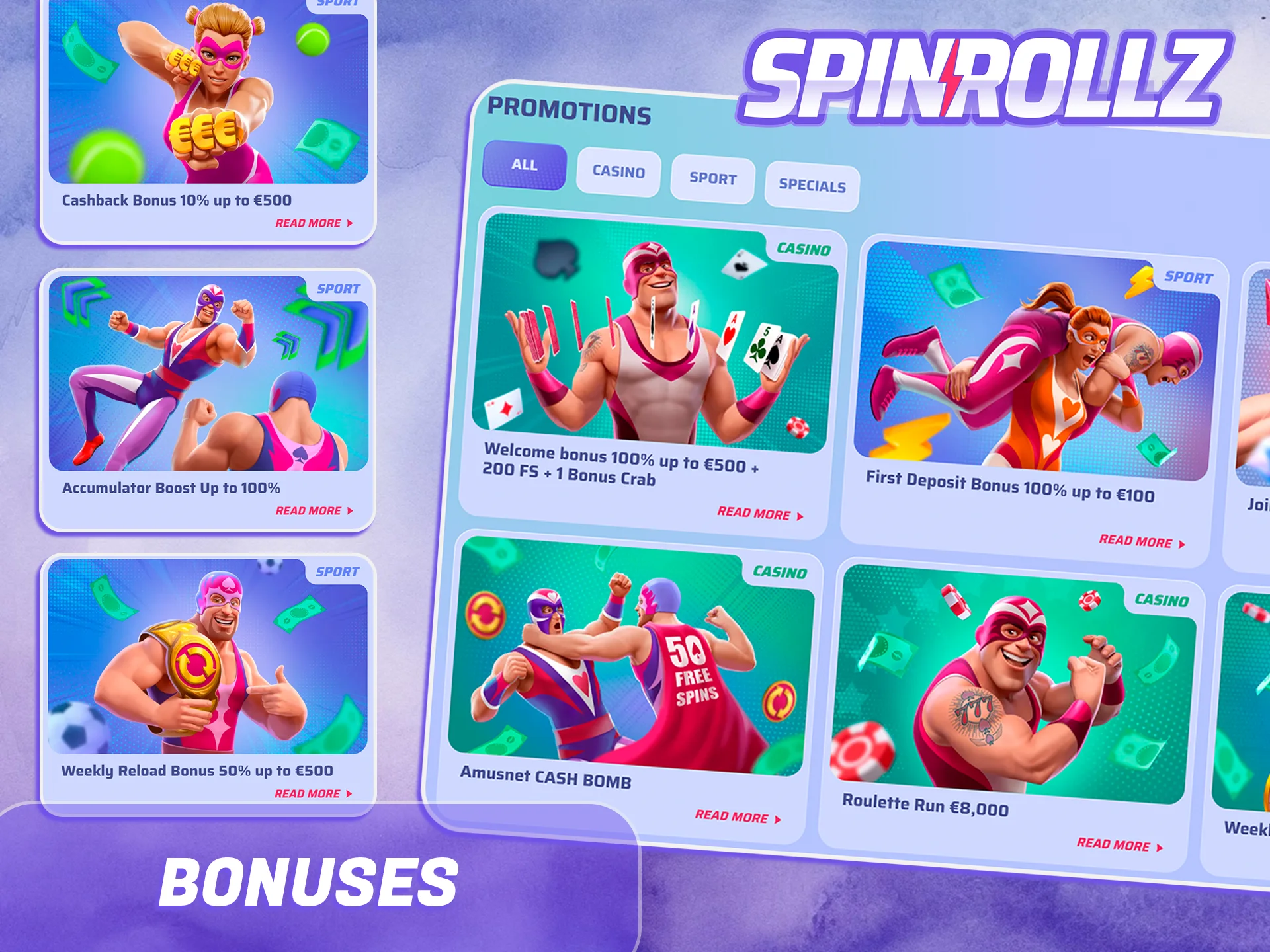 Consigue los mejores bonos en la página web de Spinrollz.
