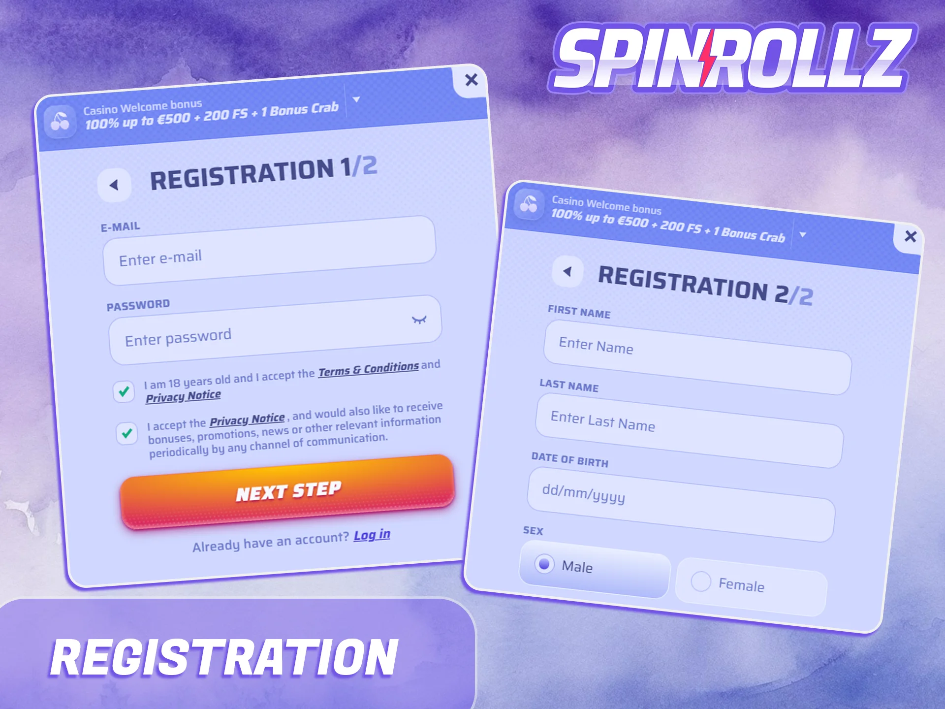 Regístrate hoy mismo en el sitio web de Spinrollz.
