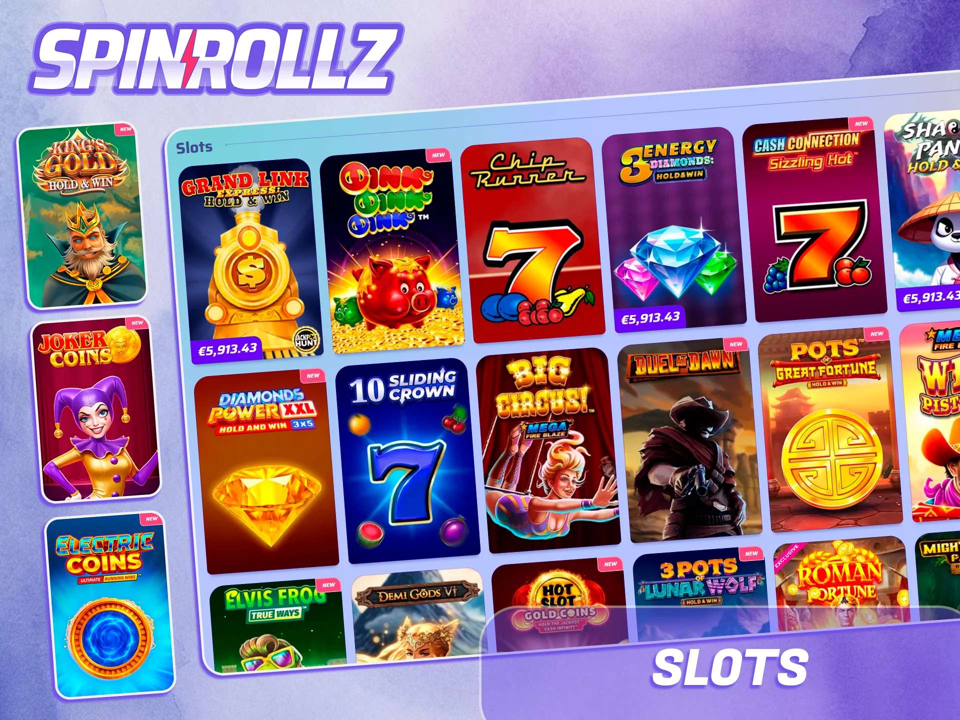Prueba suerte con las divertidas tragamonedas en el sitio web de Spinrollz.