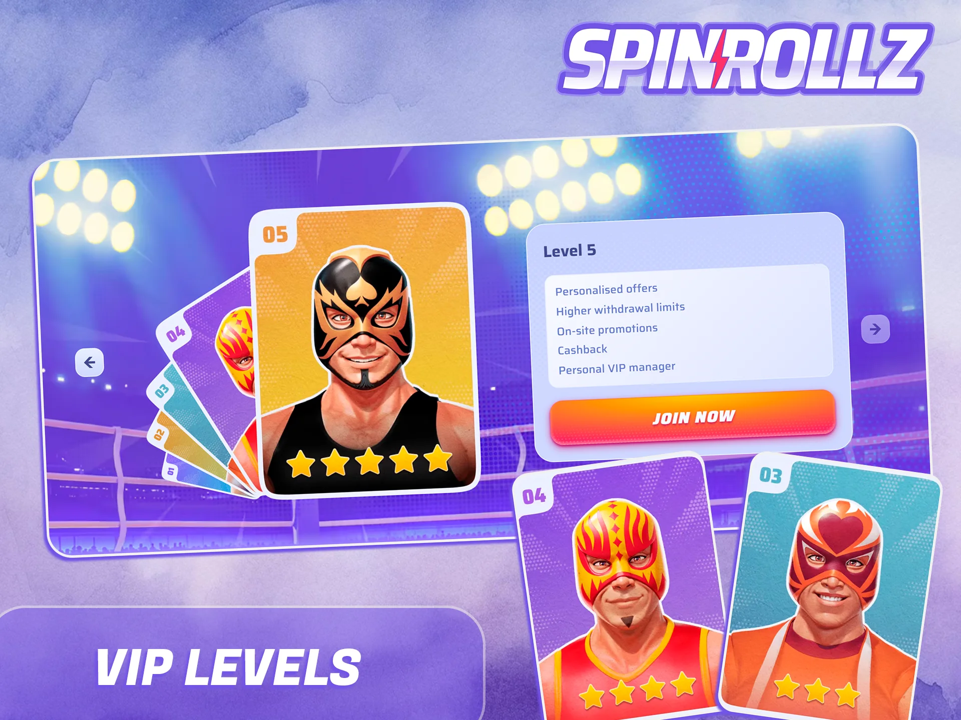 Consulta los niveles VIP en el sitio web de Spinrollz.